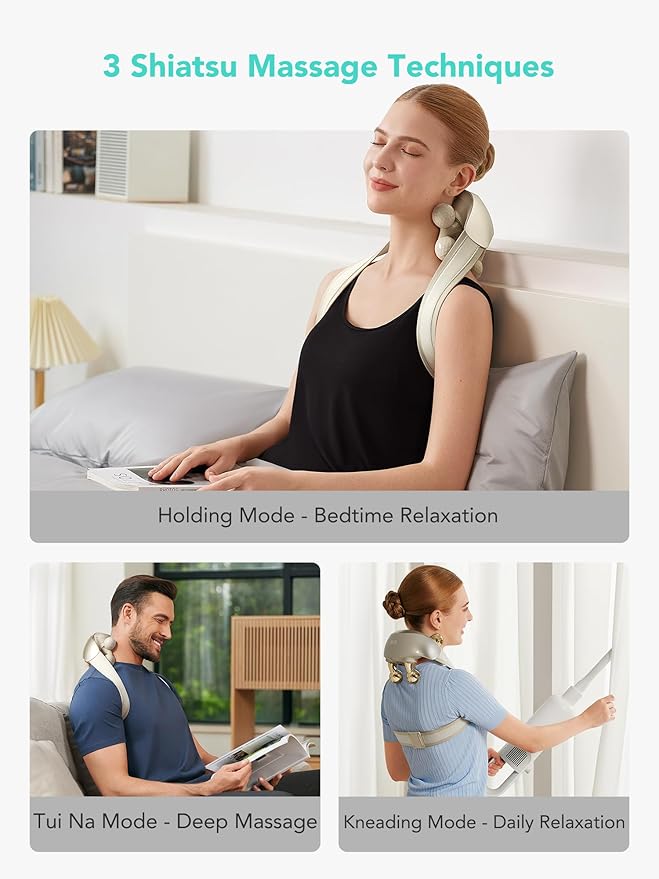 SKG FSA Eligible Cordless Neck Massager for Pain Relief Deep Tissue, Shiatsu Shoulder Massager with Heat, Massage Tools for Trapezius, Lymphatic Drainage, Relaxation Therapy, HSA Items H7 Ultra