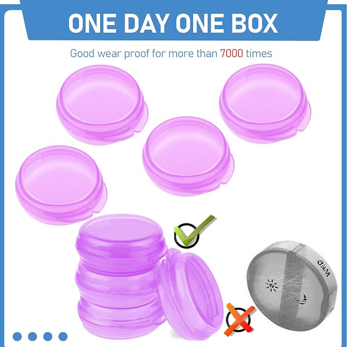 4 Pcs Mini Pill Organizer Small Pill Box Cute Portable Pill Case for Pocket Purse Travel Storage Containers Earplug Case Medicine Dispenser Vitamin Holder (4 Purple)