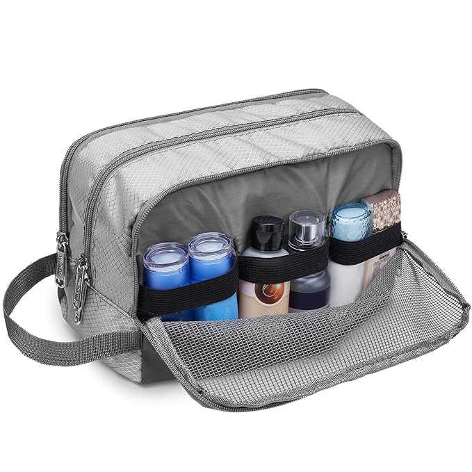 WANDF Travel Toiletry Bag for Men, Small Dopp Kit for Toiletries | Water-Resistant Fabric, Travel Bag for Toiletries, Compact Storage, Shaving Accessories, Weekend Trips