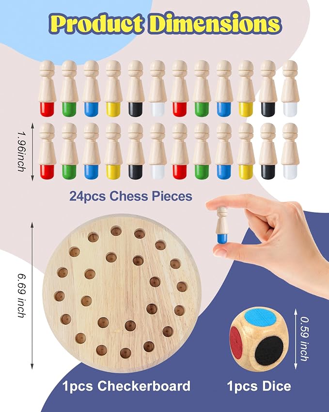 Activities for Elderly with Dementia – Wooden Memory Chess | Ideal Alzheimers Toys & Games, Fidget Blanket Alternative, Perfect Gifts for People with Dementia