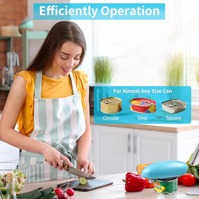 Auto Electric Can Opener for Seniors - Upgraded One Touch Automatic Rechargeable Electric Can Openers Smooth Edge Cutting,USB Type-C Charging,Built-in Lid Lifter (Blue)