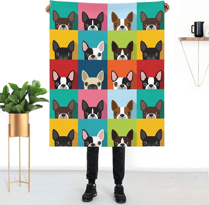 Boston Terrier Throw Blanket 50x60 Inches - Soft Flannel Blankets for Adults - Cute Dog Blanket for Couch & Bed - Boston Terrier Gifts for Women & Men - Pet Lover Home Decor