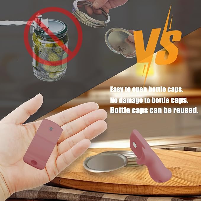 Mason Jar Opener and Canning Tool, Compatible with Mason Jar Lids, Releases Vacuum Seal on Wide Mouth and Regular Mouth, Magnetic Lid Lifter for Canning, Pickling (chocolate color))
