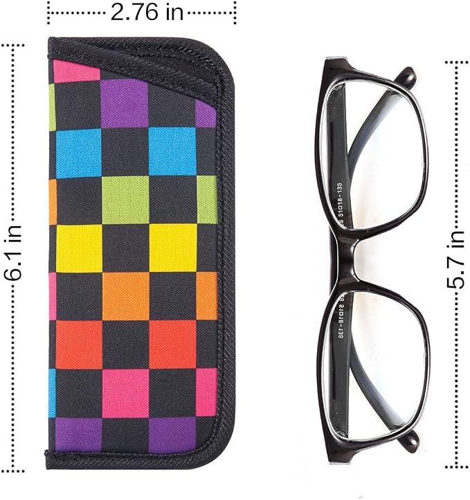 TRIUMPH VISION Reading Glasses Pouch Eyeglass Sleeve Soft Case Slim 3 Pack | Alternative to Bulky Case Lightweight，Neoprene Lined Padded Protect Optical lens Slip in, Cute Pattern Portable for Daily Use