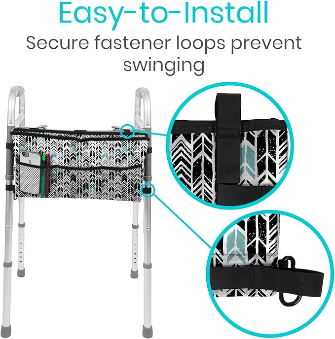 Vive Walker Bag - Accessories Wheelchair Basket Pouch (Water Resistant) - Seniors Caddy Accessory Attachment for Folding, Rolling Walkers - Carry Storage Carrier Tote - Lightweight, Universal Size