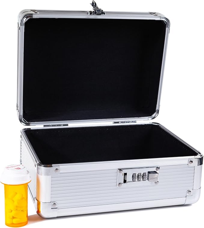 MEDICINE RX SAFE Medication Carrying Case - Medium/Silver