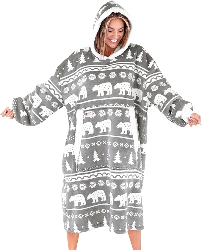 LazyOne Oversized Blanket Hoodie, Oversized Hoodies for Women and Men, One Size Fits All Wearable Blankets