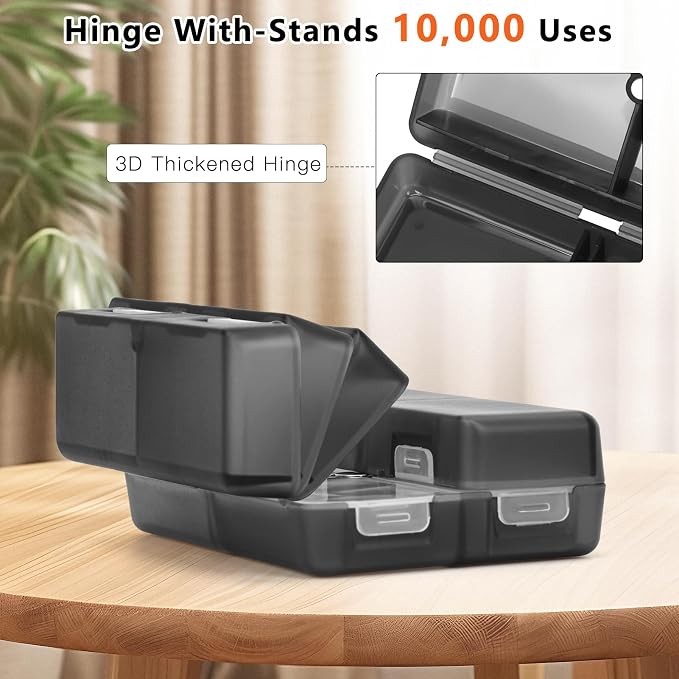 FYY Daily Pill Organizer, 7 Compartments Portable Pill Case Travel Pill Organizer,[Folding Design] Pill Box for Purse Pocket to Hold Vitamins,Cod Liver Oil,Supplements and Medication-Clear Black