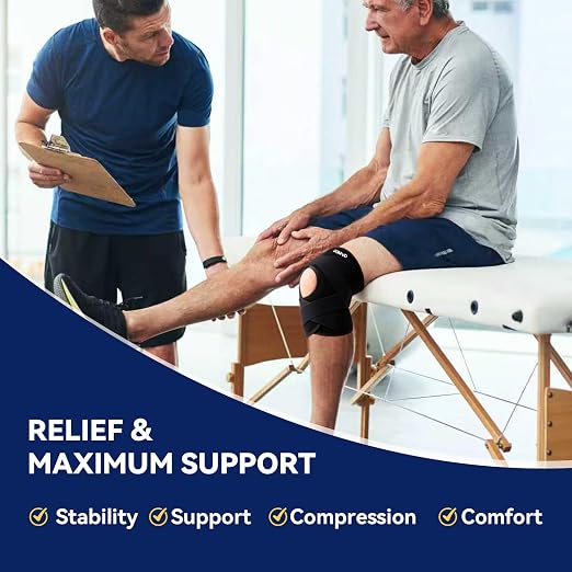 JOMVD Knee Brace for Knee Pain, Meniscus Tear, Adjustable Knee Support with Side Spring Stabilizers for ACL, MCL, Arthritis, Patella Stability, Knee Pain Relief, Injury Recovery, Women and Men, Medium