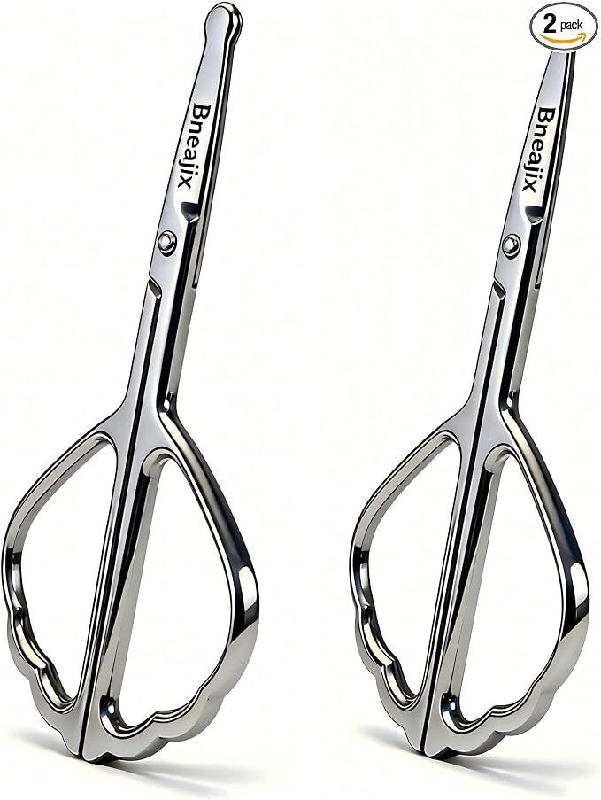 2PCS Stainless Steel Safety Nose Hair Trimmers for Men & Women | Grooming Scissors Set, Rounded & Pointed Tip, Nose Ear Eyebrow Beard Trimming, Baby Nail & Travel Portable