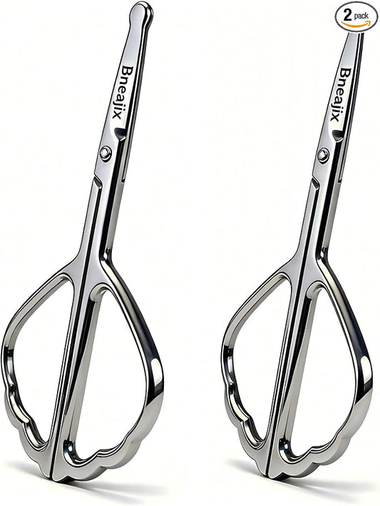 2PCS Stainless Steel Safety Nose Hair Trimmers for Men & Women | Grooming Scissors Set, Rounded & Pointed Tip, Nose Ear Eyebrow Beard Trimming, Baby Nail & Travel Portable