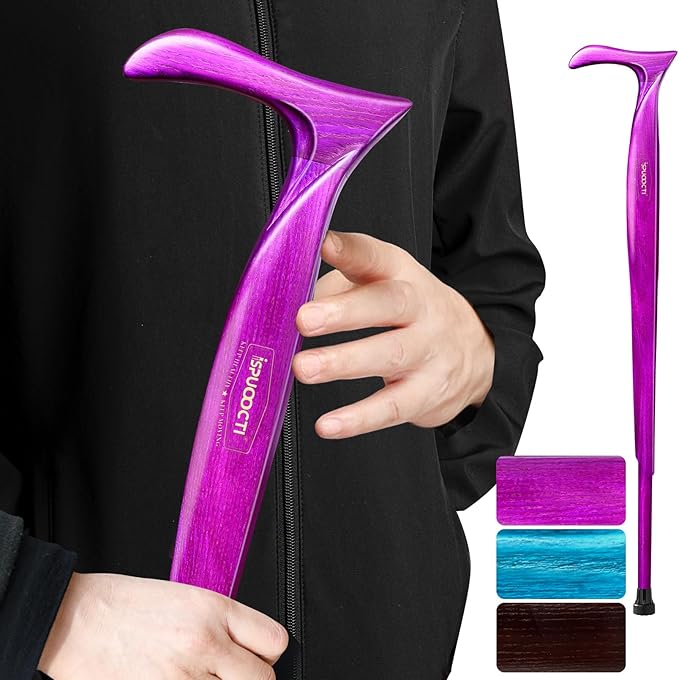 Wooden Walking Cane for Men and Women -Natural Solid Wood, 3 Rubber Tips, Heavy Duty, with Travel Bag- Wooden Walking Stick, Ergonomic Canes for Seniors Unisex Walking Canes