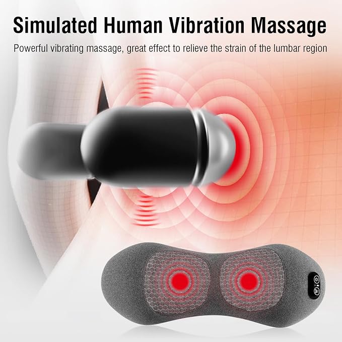 USUIE Electric Lumbar Support Pillow, Lower Back Massager for Pain Relief | Heat & Massage & Smart Traction in One, Ergonomic Memory Foam, Ideal for Sciatica, Back Restore, Use in Car/Office/Home/Chair