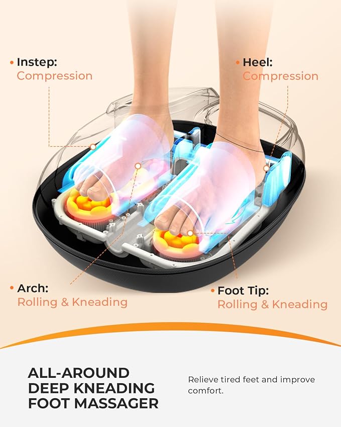 CooCoCo FSA Eligible Foot Massager with Heat, Upgraded Shiatsu Feet Massager for Plantar Fasciitis, Neuropathy, Foot Warmer for Women Men Mom, Feet Massage Machine with Kneading, Compression, Size 14