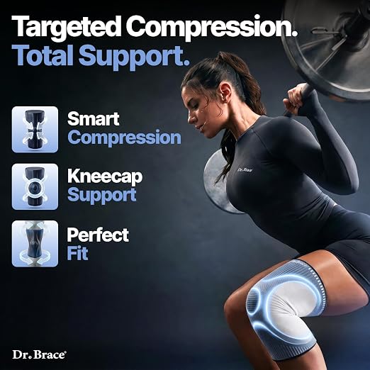 DR. BRACE Elite Compression Knee Brace for Women & Men, (2-Pack) Knee Support Compression Sleeve, Workout Sports Knee Braces for Meniscus Tear, ACL & Arthritis Pain Relief - Check Size Guide Video (Uranus, Medium)