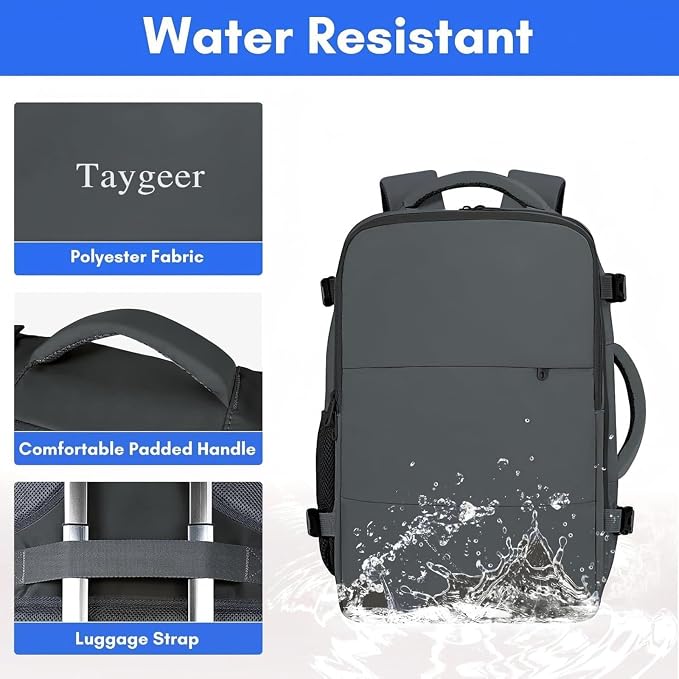 Taygeer Personal Item Backpack for Women, 35L Travel Backpack with Laptop Compartment & Water Bottle Pocket, Lightweight Work Back pack for Weekend Business Gym Hiking, Dark Grey