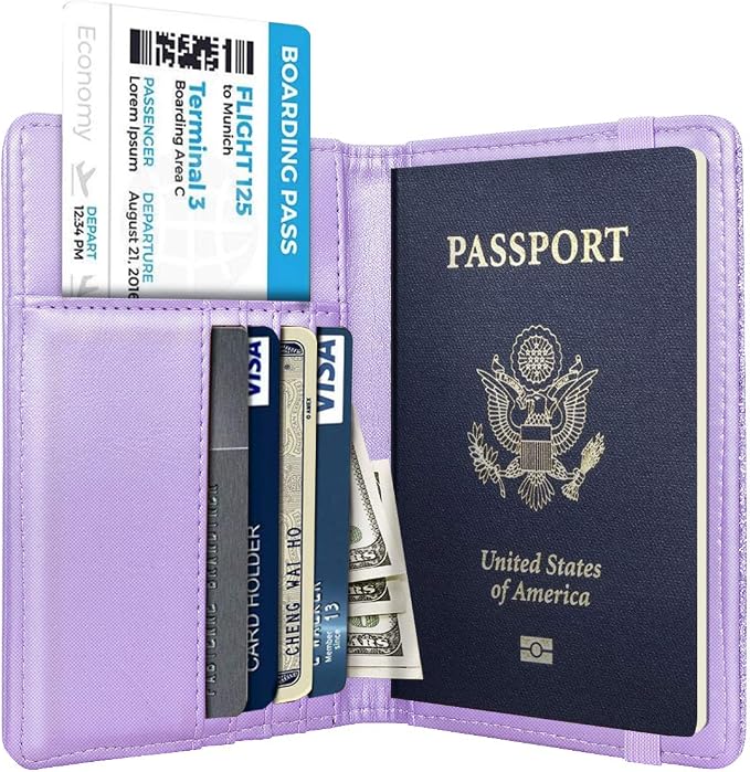 Coco Rossi Passport Holder for Travel Women Slim RFID Passport Cover Wallet | Travel Essentials, Passport Book Holders, Passport Wallet Cover Case, PU Leather, Cute, Thin, Spliced Design, Glitter Purple
