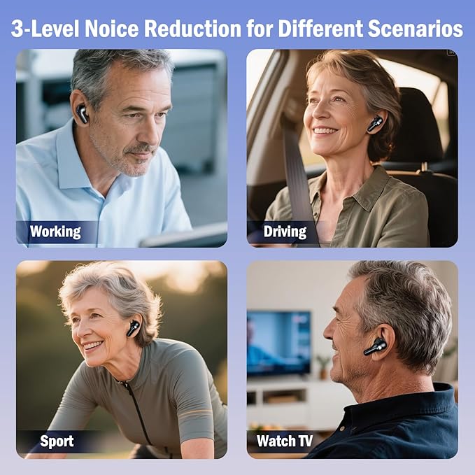 TTQ OTC Hearing Aids for Seniors with Bluetooth, Smart Noise Cancelling & 3-Level Volume, Fashionable and Trendy Rechargeable Hearing Aids for Hearing Loss