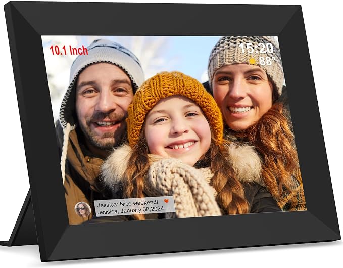 FRAMEO Digital Picture Frame WiFi 10.1 inch Digital Photo Frame Auto-Rotate | Slideshow Electronic Picture Frame HD IPS Touch Screen,Great, Easy to Set up and use Share Photos/Videos Best Gift
