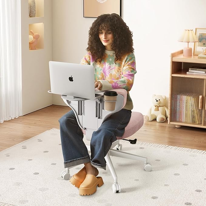 Newtral Freedom-X Criss Cross Chair with Wheels- Multi-Position Cross Legged Office Chair with Laptop Tray, Adjustable Ergonomic Kneeling Chair for Work from Home