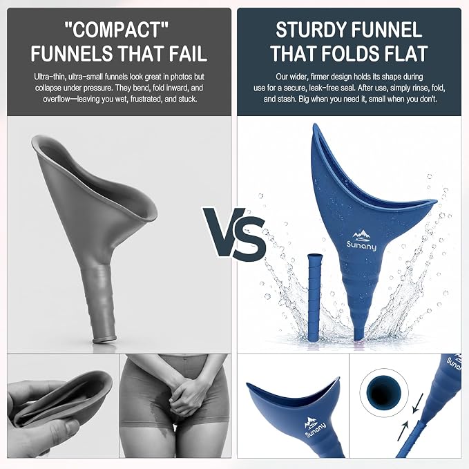 Female Urination Device, Reusable Female Urinal Silicone Women Pee Funnel | Women to Pee Standing Up, The Perfect Companion for Camping,Travel travel outdoor, folds compact, easy rinse