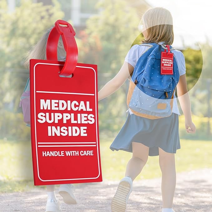 MEDMAX 2 Pack Medical Supplies Inside Tag | Handle with Care for Luggage or Bags Containing Medical Devices, Easy to Spot