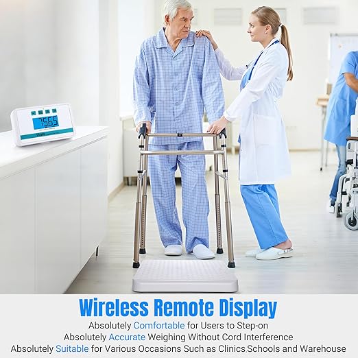 Vitafit Medical Grade Floor Scale, 660lb Accuracy 0.1lb by Our Professional Factory Since 2001, Smart Scale for Body Weight 15" x 13" Non Slip Platform, Hospital, Physician & Workshop Use, White