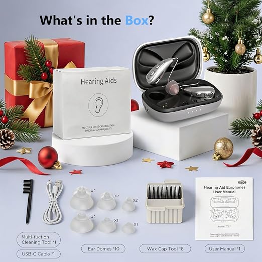 Samildanach OTC Hearing Aids for Seniors, Rechargeable Hearing Amplifiers, 3 Environment Mode and 4 Volume, Button Controls and Noise Reduction, Standby 90h and Auto-On/Off, Comfortable In-Ear Design