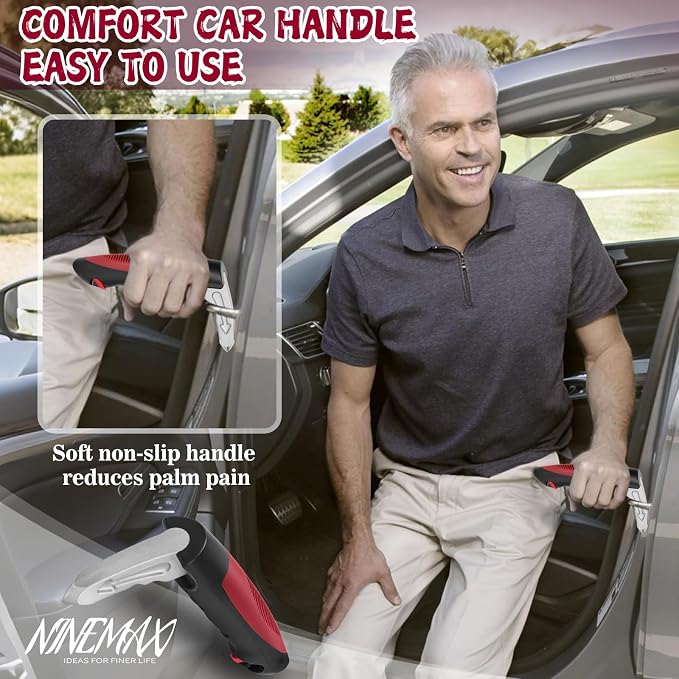 NINEMAX Car Door Handle for Elderly, 3 in 1 Car Handle Assist (1pc) | 3-in-1 Design Combines Car Assist Handle & Cane Support, Provides Stable Grip for Seniors, Portable Vehicle Entry Aid