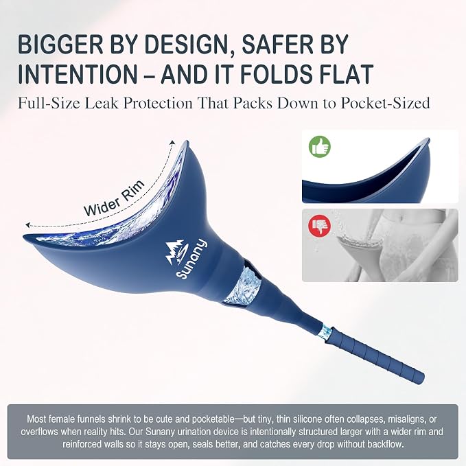 Female Urination Device, Reusable Female Urinal Silicone Women Pee Funnel | Women to Pee Standing Up, The Perfect Companion for Camping,Travel travel outdoor, folds compact, easy rinse