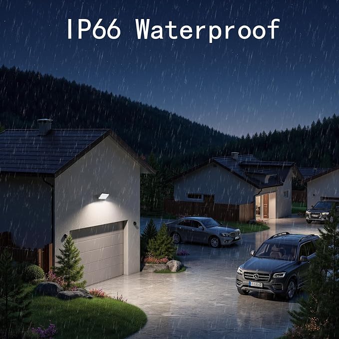 60W LED Motion Sensor Outdoor wall Light Fixtures,2 Pack | 3CCT,Flood Light,5000 Lumen,360°Adjustable Head,IP65 Waterproof,Commercial Security Lighting for House,Garage,Barn,Proch