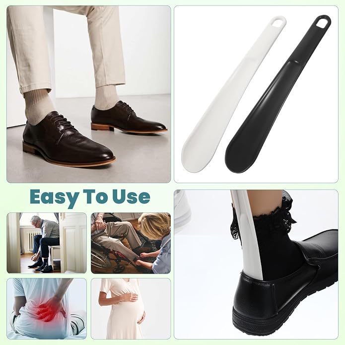 Ymapinc 2-Pack Long Handle Plastic Shoe Horn, Shoehorns for Traveling, Shoe Stick Helpers to Put on Your Ski Boot