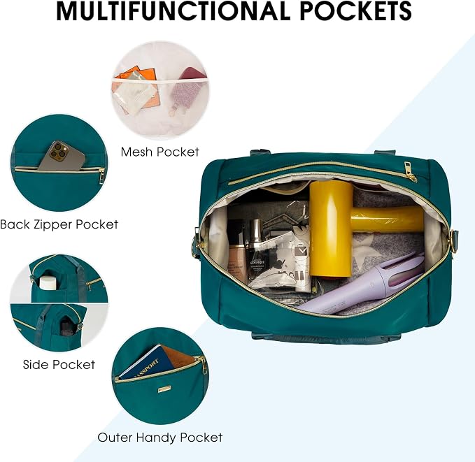 WANDF For Spirit Airlines Personal Item Bag 18x14x8 Underseat with Wet Pocket & Shoe Compartment & Tsa Approved Toiletry Bag