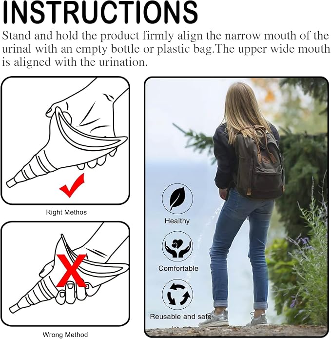 Female Urination Device, Reusable Female Urinal Silicone Women Pee Funnel | Women to Pee Standing Up, The Perfect Companion for Camping,Travel travel outdoor, folds compact, easy rinse