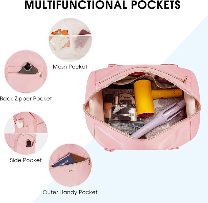 WANDF For Spirit Airlines Personal Item Bag 18x14x8 Underseat with Wet Pocket & Shoe Compartment & Tsa Approved Toiletry Bag