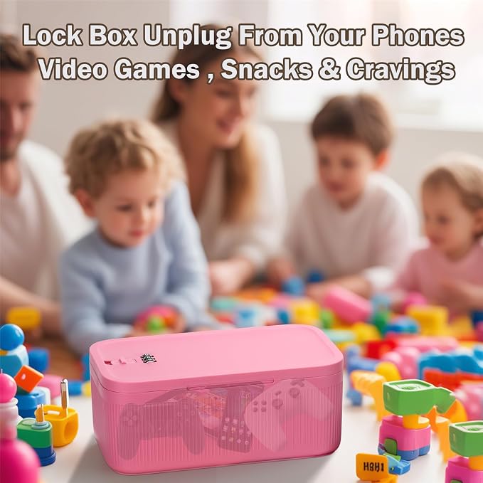SANIDIKA Lockable Storage Box, Locking Medicine Box, Cell Phone Locked Jail, Food Medical Lockbox, Containers Bin for Personal Refrigerator Home Office Organization Travel Gift,9.25 x 5 x 3.6 (Berry)