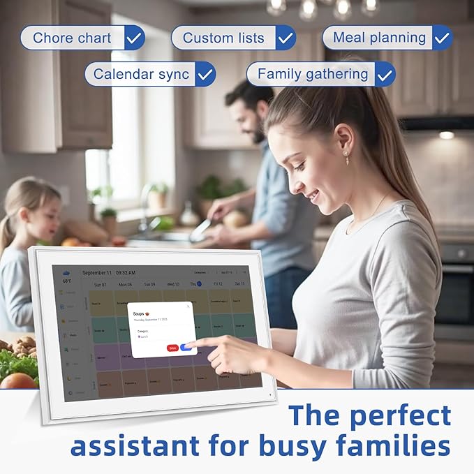 21.5" Digital Wall Calendar with Chore Chart & Planner | Sync Google, iCloud & Outlook Electronic Wall Calendar & Photo Frame No subscription Wall/Desk Mount Ideal Gift for Women