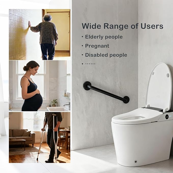 24 Inch Handicap Grab Bars, 2 Pack Stainless Steel Grab Bar for Bathtubs and Showers, Wall Mount Safety Shower Grab Bars for Seniors Injury Elderly, Matte Black Knurled