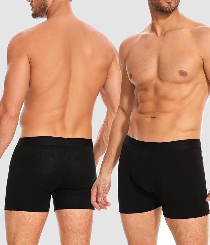 YESWEL Men's Incontinence Underwear, Leak Proof Washable Reusable Cotton Boxer Brief, Heavy Flow Bladder Leak 3 Pack (Black, Medium)