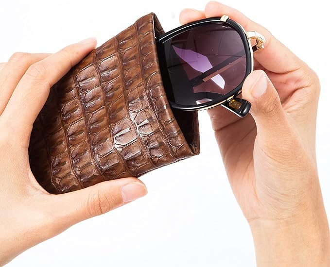 TRIUMPH VISION Eyeglass Case Glasses Case Soft Sunglass Pouch Sleeve 3 Pack | Slim Lightweight Alternative to Bulky Case, Leather Lined Protect Lens, Squeeze Easy to Use, Stylish Portable for Daily Use