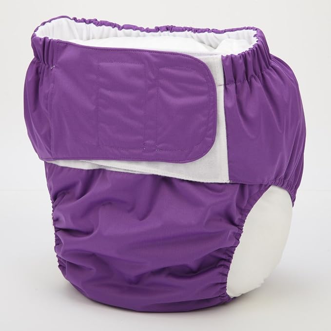 Large Teen Adult Cloth Diaper Nappy Reusable Washable for Disability Incontinence with Hook and Loop for Women (Purple (Large 26in to 50in))