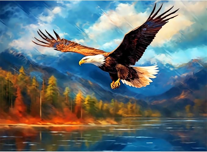 500 Pieces Puzzle for Adults，Bald Eagle Puzzle Mountain Lake Jigsaw Puzzle | Animal Jigsaw Puzzle 500 Pieces Challenging Game Recycled Cardboard Home Decor Birthday Party Gift Toy for Teens Seniors