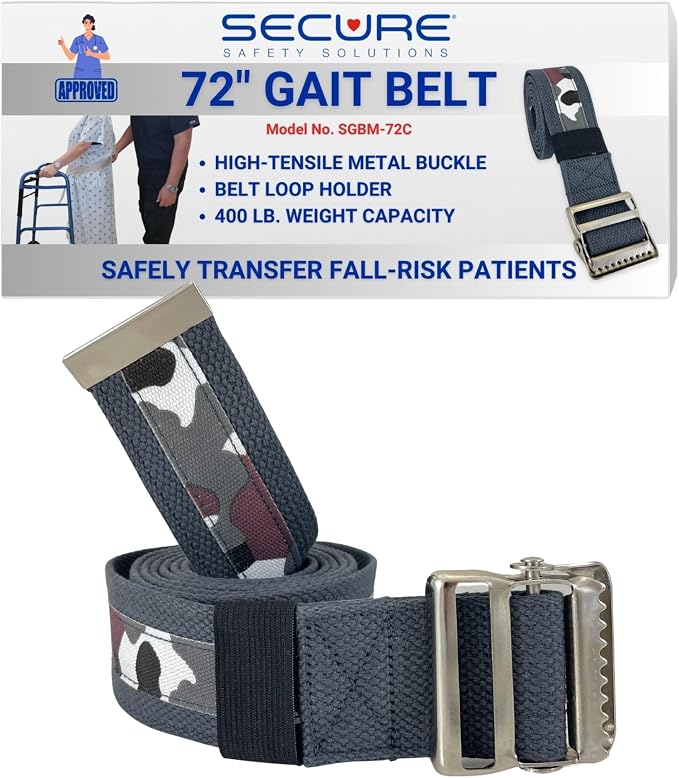 Secure Gait Belt for Seniors with Metal Buckle - Transfer and Walking Standing Aid Elderly, Physical Therapy, Nurses