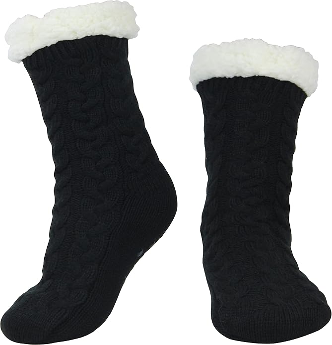 BenSorts Women Winter Thick Slipper Socks with Grippers Non Slip Warm Fuzzy Socks Christmas Gifts