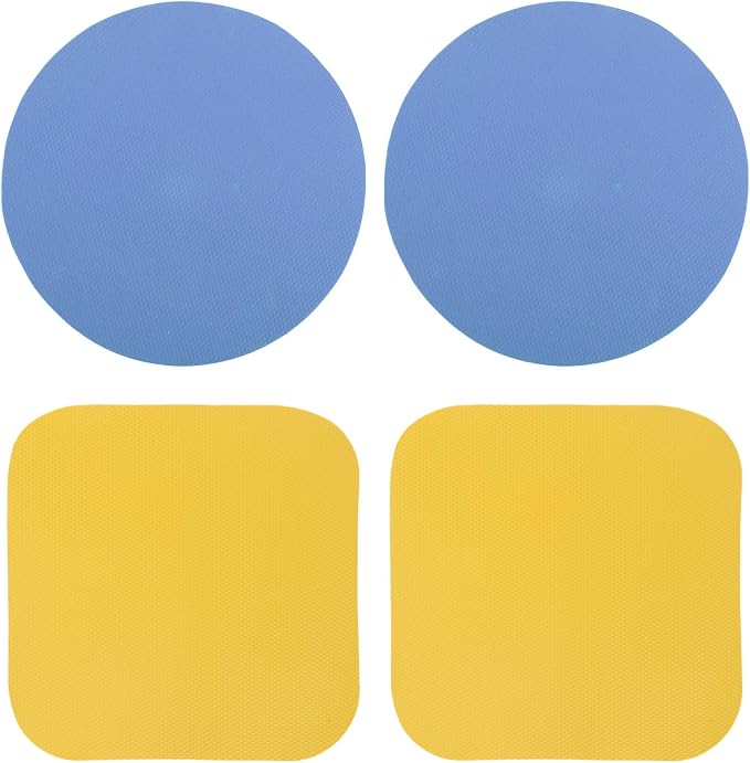 LUTER 4pcs Jar Opener Gripper Pads, Rubber Jar Opener Mat | Round & Square Jar Opener Mats for Seniors with Weak Hands Non-Slip Kitchen Coasters Gadgets (Blue Circle & Yellow Square)