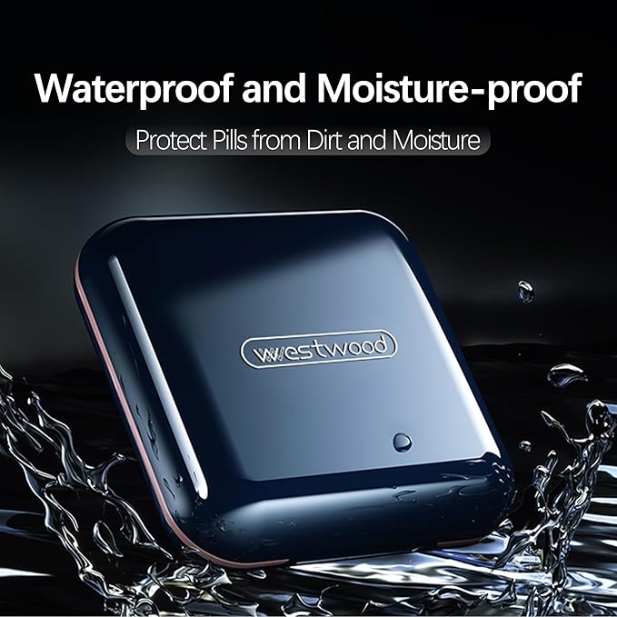 Small Pill Box,Pill Case,Pill Organizer,Travel Waterproof Portable Pocket Pill Box Medicine Organizer,Daily Pill Container for Purses Compact Travel Medicine Holder for Vitamins Medication Black