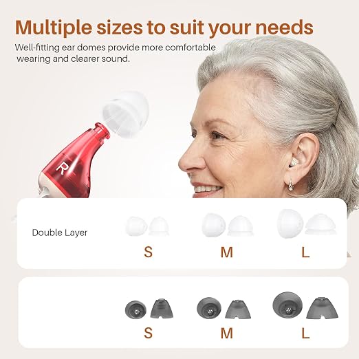Hearing Aids for Seniors, Rechargeable OTC Hearing Aids for Adults with Charging Case, 80-Hour Battery Life, Super-Mini Invisible Design, Advanced Noise Reduction Technology (Silver Grey)