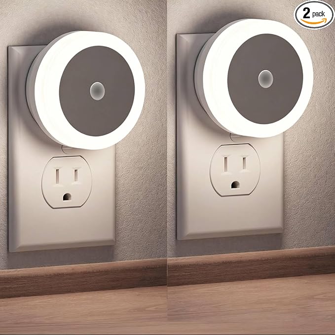 Night Lights Plug-in [2Pack], LED Night Light with Sensor for Kids, Baby, Bathroom, Stair, Hallway - Cool White