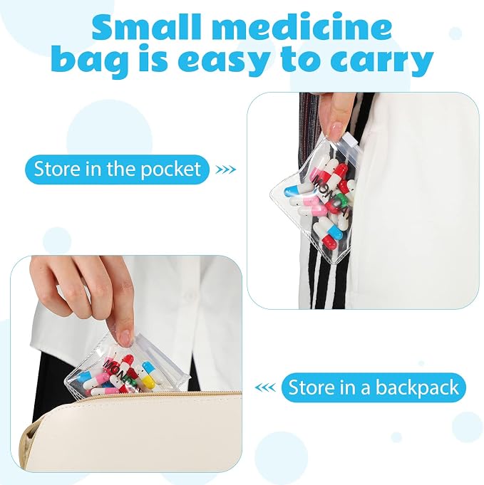 Sherr 35 Pcs Pill Pouch Bags with Zipper Pill Pouch Set Travel Reusable Translucent Medicine Organizer Self Sealing Plastic Bag with Slide Lock for Storage(Simple Colors,3 x 3 Inch,Week Style)