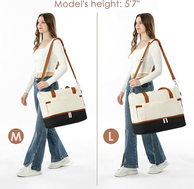 Gym Bag for Women, 45L Carry On Travel Duffel Bag with Shoes Compartment, Weekender Overnight Bag with Wet Pocket for Women, Travel, Gym, Weekend, Large Size